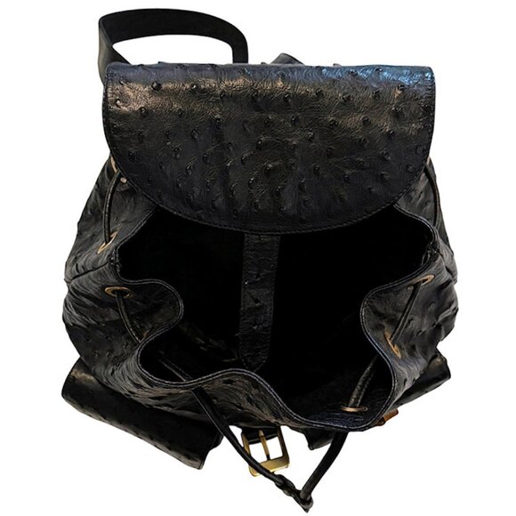 Vintage GUCCI Ostrich Skin Backpack Handbag with Bamboo Accents - Picture 9 of 15